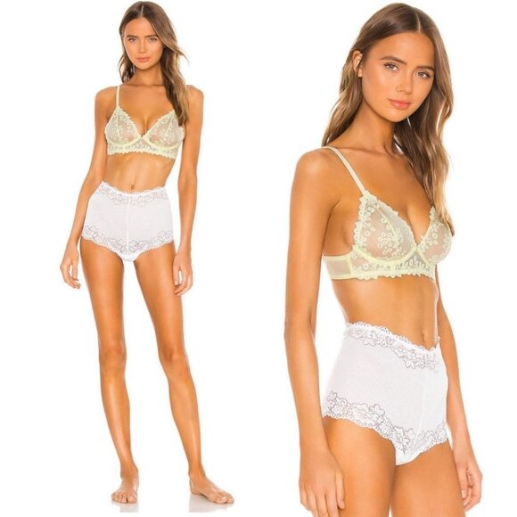 NWT Revolve Free People Veronica Underwire Lace Bra 34C Yellow Faded Sunshine - Picture 2 of 6